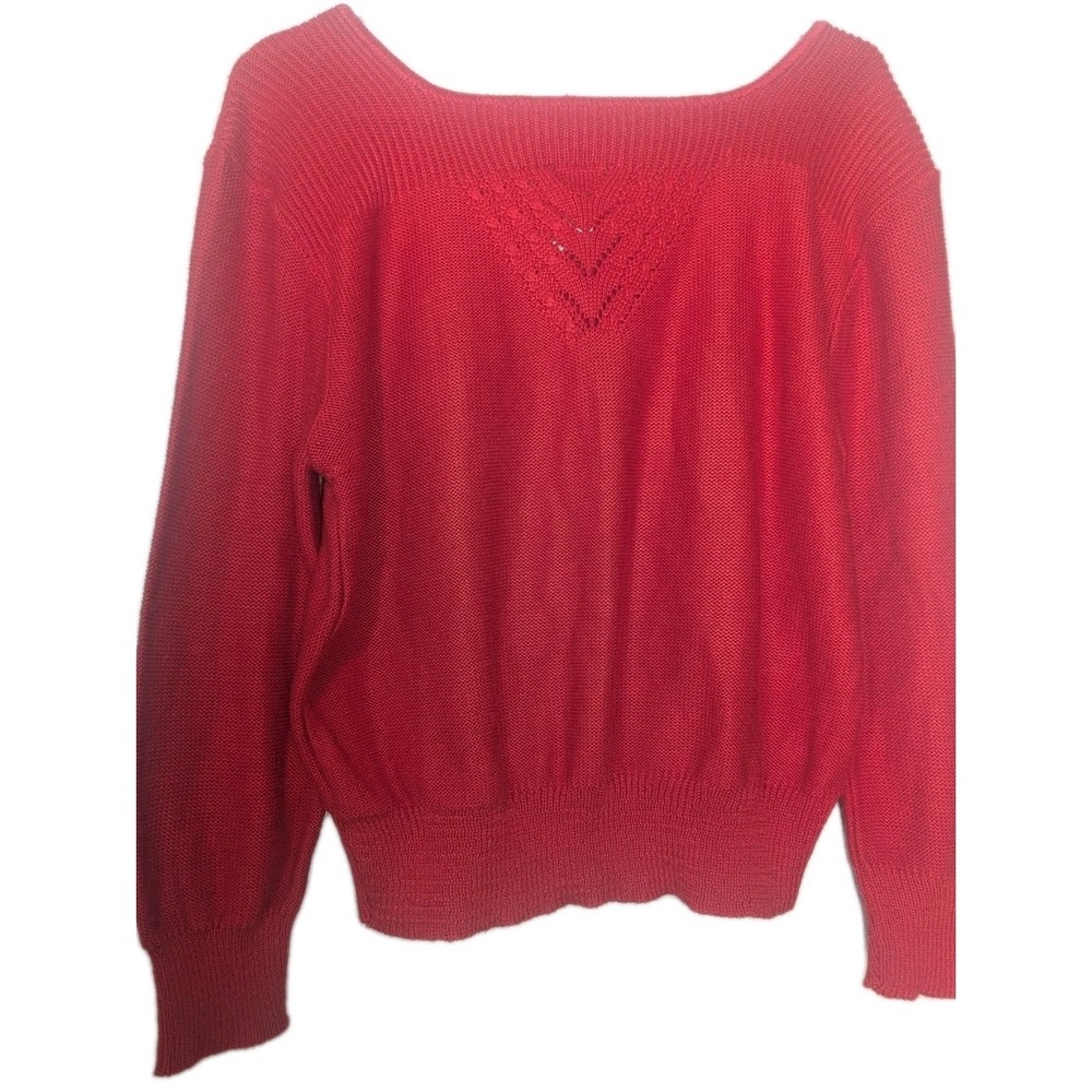 Vintage 1980s Red Sweater Barry and Me Retro long Sleeve M USA Made